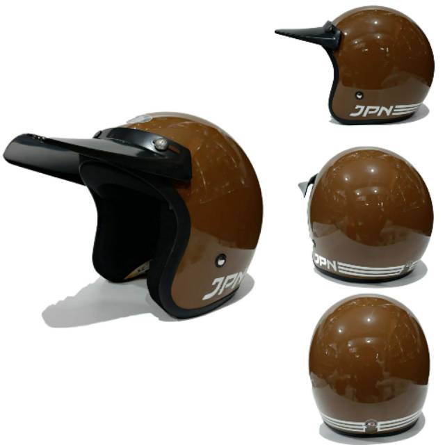 Helm  Jpn Semi Croos Coklat Gloss Topi Panjang