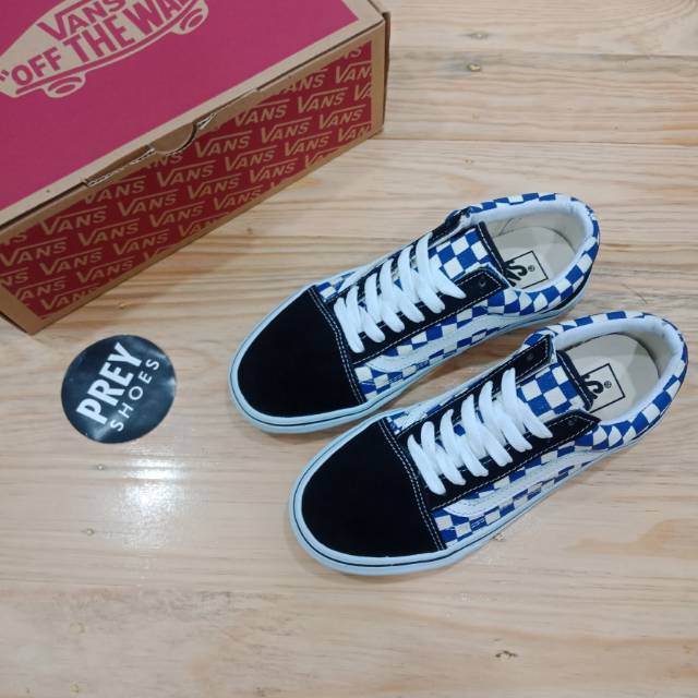VANS OLD SKOOL CHECKERBOARD ANAHEIM FACTORY BLACK BLUE