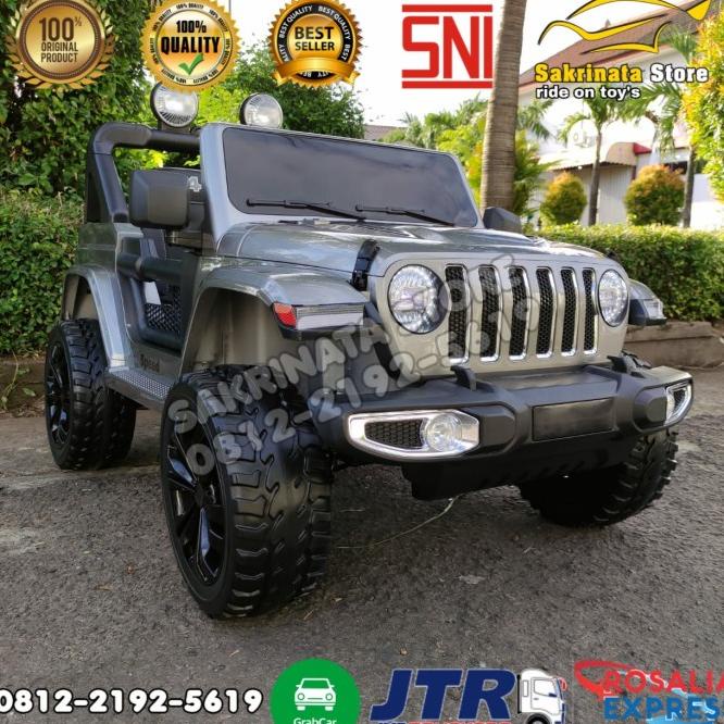 Mobil Aki Mainan Anak Jeep Rubicon 4Wd Jok Kulit
