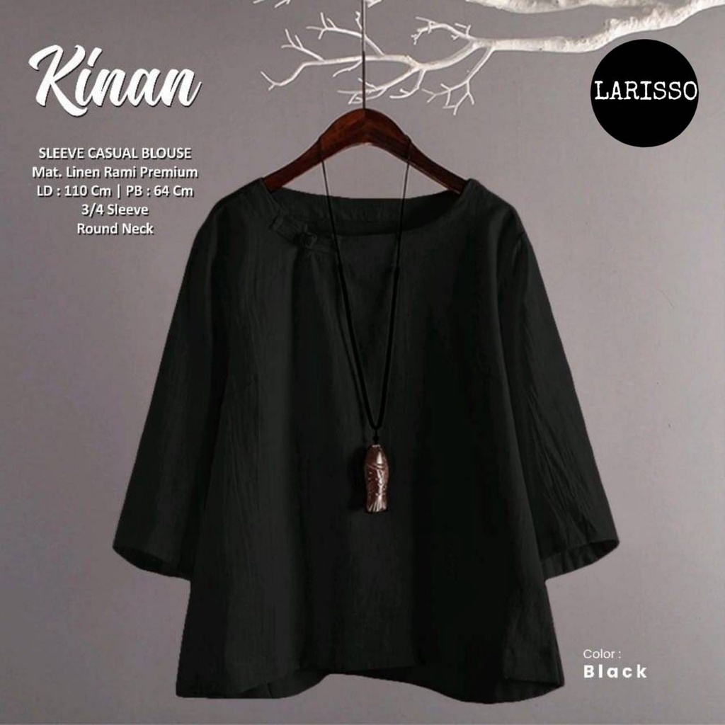 BAJU ATASAN WANITA  | KINAN BLOUSE | BLOUSE TANPA KANCING | BLOUSE LINEN RAMI