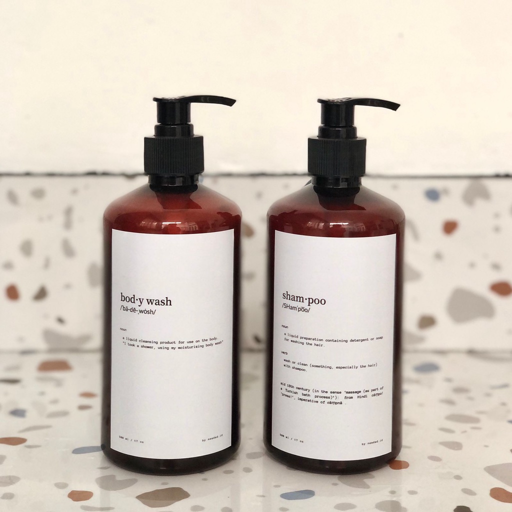 NEEDED JKT | [ADA MOTIF BARU] Botol Refill Sabun Mandi Sabun Cuci Tangan Sticker Anti Air Pump 500ML Aesthetic Body Wash and Shampoo, Hand Sanitizer, Hand Wash Isi Ulang Bottle Amber