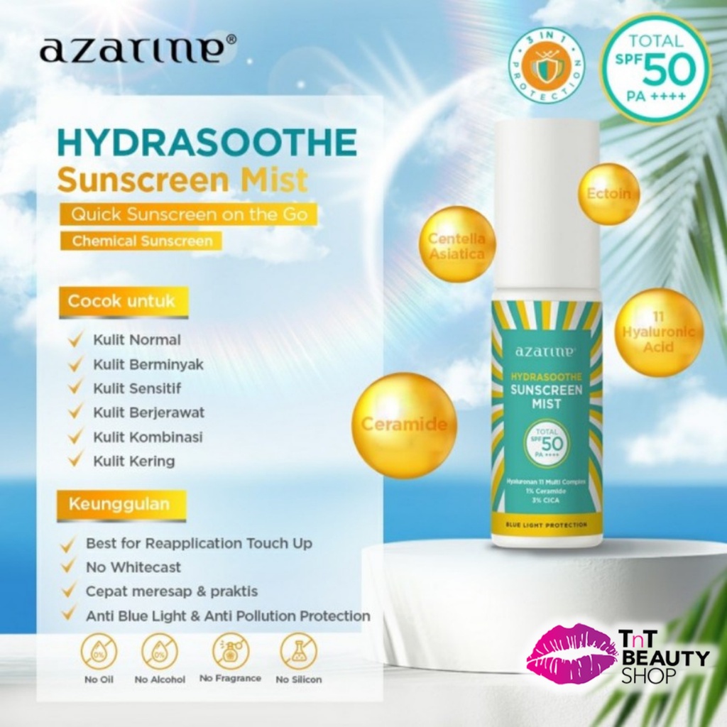 Jual Azarine Hydrasoothe Sunscreen Mist Spf 50 Pa++++ 60ml Shopee