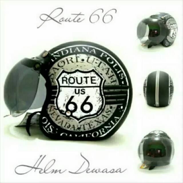 Helm Bogo JPN Route 66 Silver Hitam+Kaca Bogo Hitam