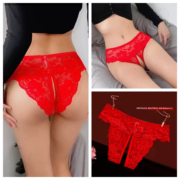 Celana Dalam Wanita Sexy Open Crotch Renda Ukuran Jumbo Panties Seksi transparan Celana 4XL 3C025