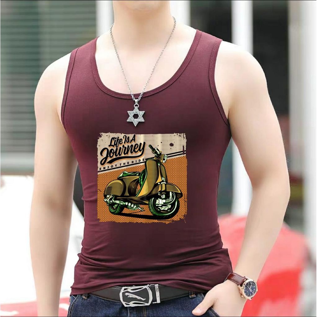 DS - SINGLET SPANDEX MOTIF JOURNEY / kaos cowok / kaos singlet / kaos dalem singlet cowok