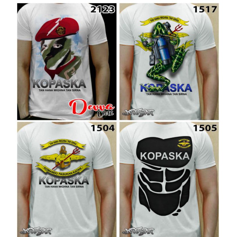 kaos baju / sablon satuan / army /  kopaska / kopassus / marinir / paspampres / kostrad / paskhas / 