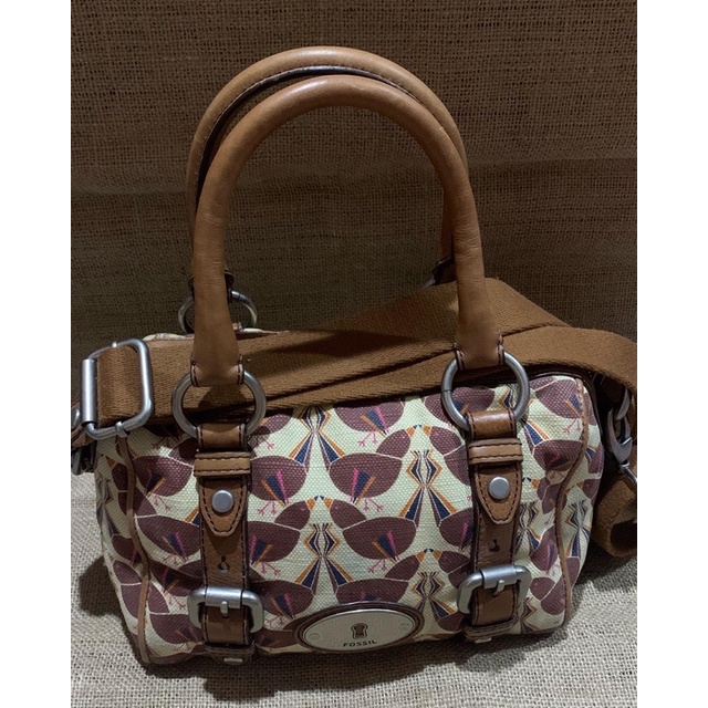 Preloved Tas Fossil Maddox Satchel Bird Small Original