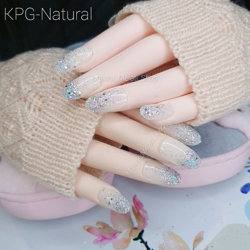 kuku palsu gliter wedding fake nail bride