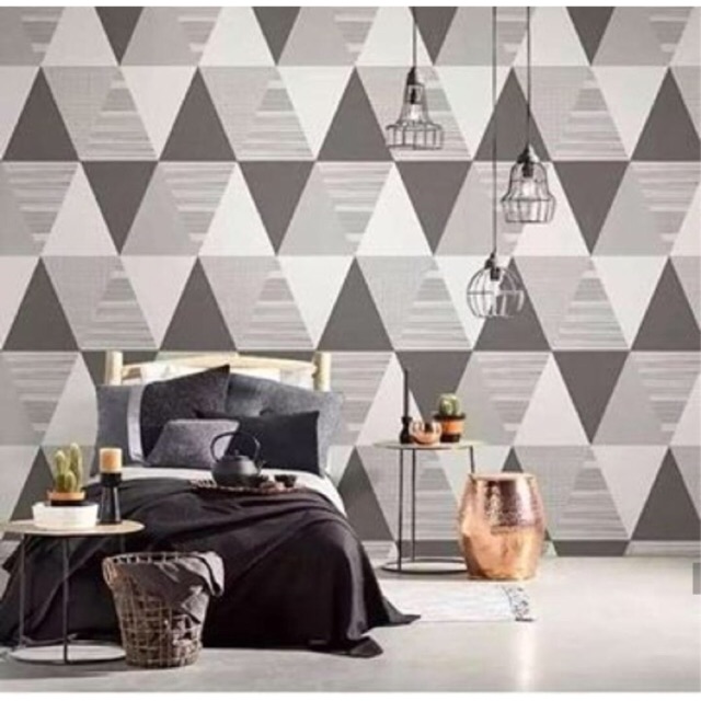 Wallpaper Dinding Wallpaper Sticker SEGITIGA HITAM BESAR