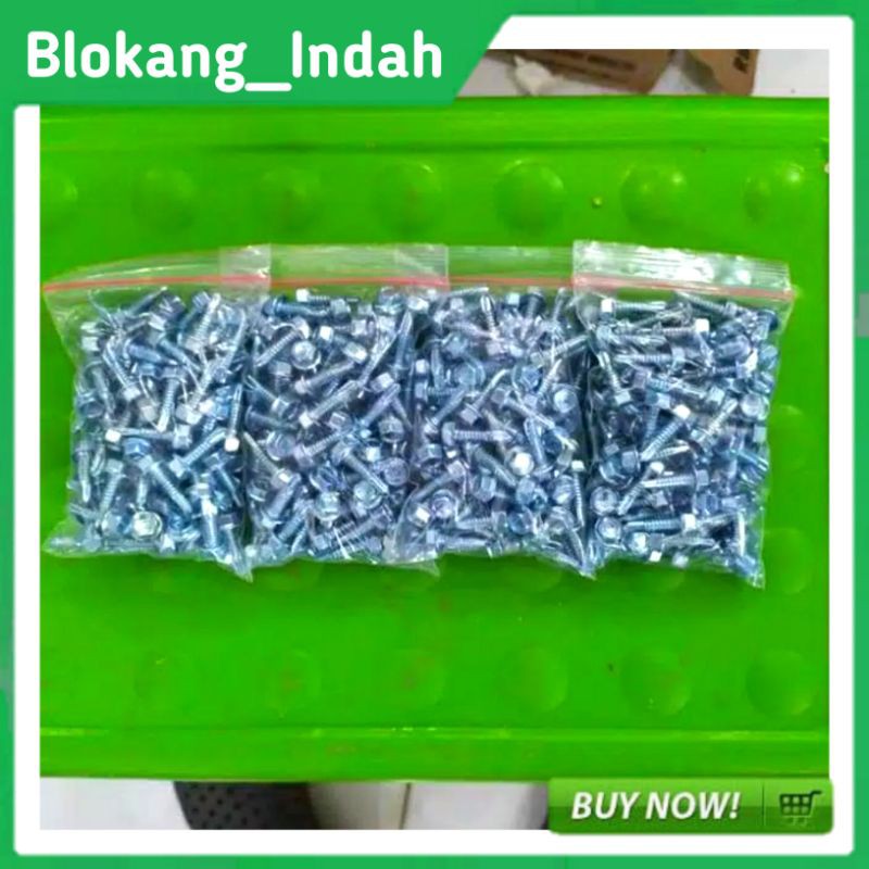Sekrub Baut Baja Ringan 10 x 19 Isi 100 Pcs Merk L / Baut Roofing 10 x 19 Isi 100 Pcs