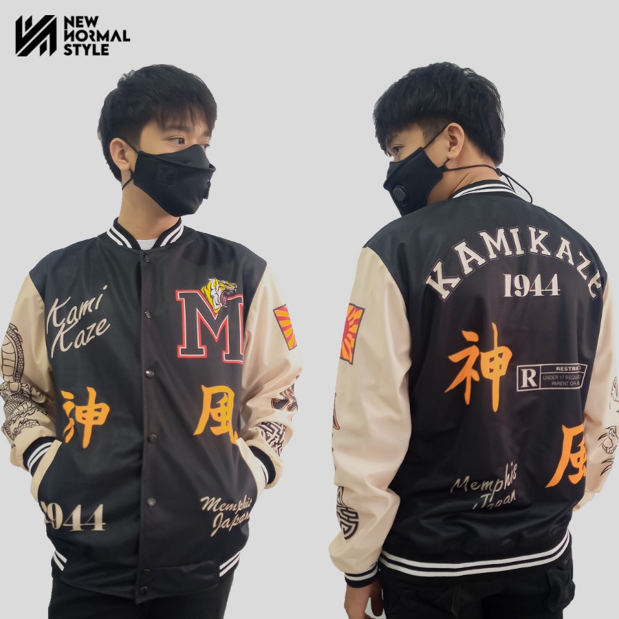 KAMIKAZE JAPAN SERIES Jaket Baseball Varsity Bomber Vintage Jacket Casual Pria Wanita Cowok Laki Distro Keren Dewasa Terbaru Original