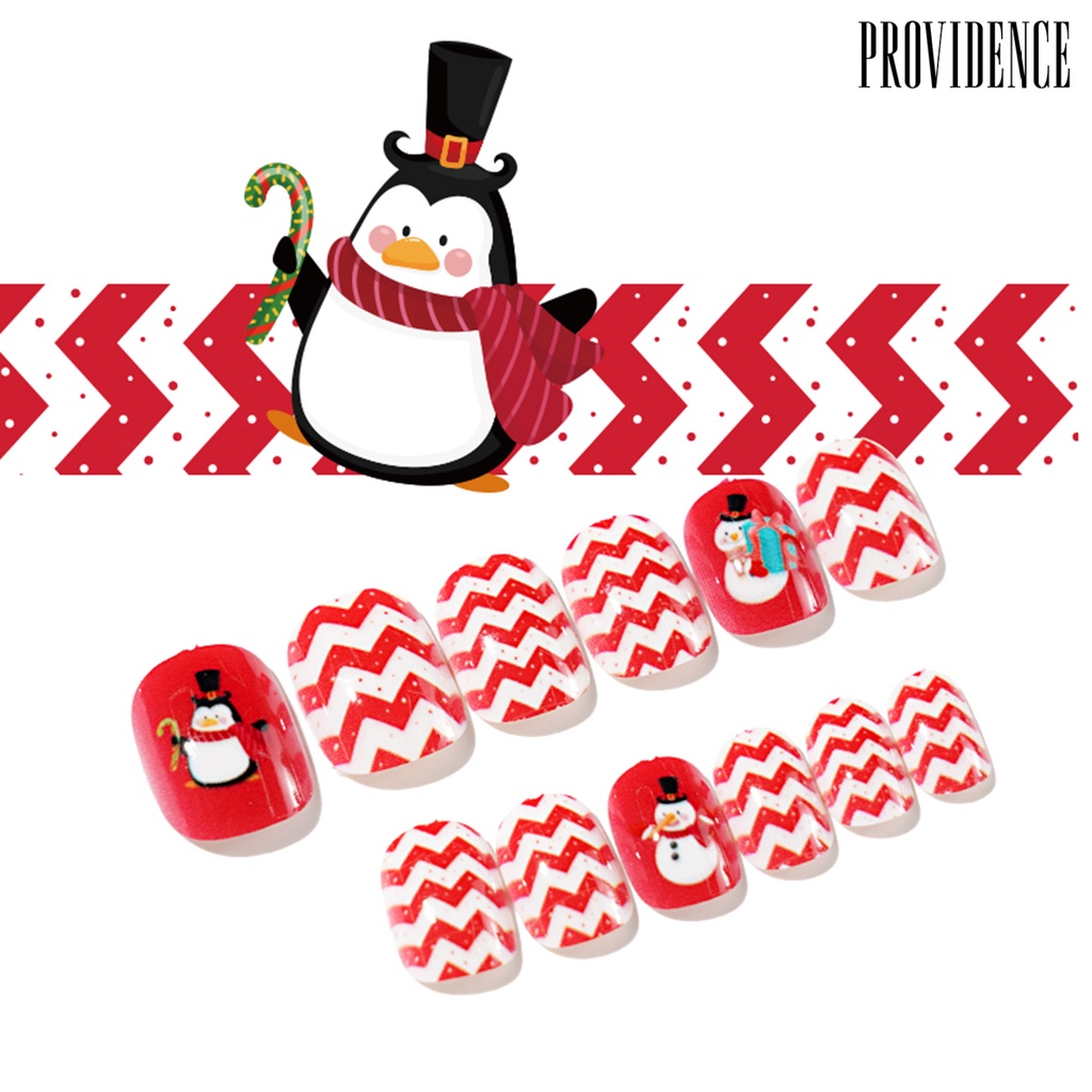 Providence 24Pcs/Set Christmas Style Kid Nail Tip Self-Adhesive Colorful DIY Full Cover False Nails Art Press On Tips for Gift