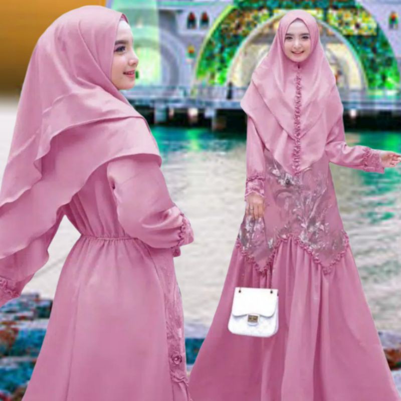 GAMIS SYARI MUSLIM DRESS COUPLE BRUKAT PREMIUM LENGAN PANJANG MODEL TERBARU WANITA