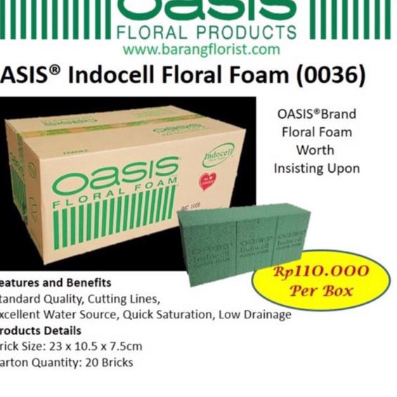 Oasis floral foam moss indocell savana wasis basah isi 20pcs/dus barang florist fresh flower 0036 ||