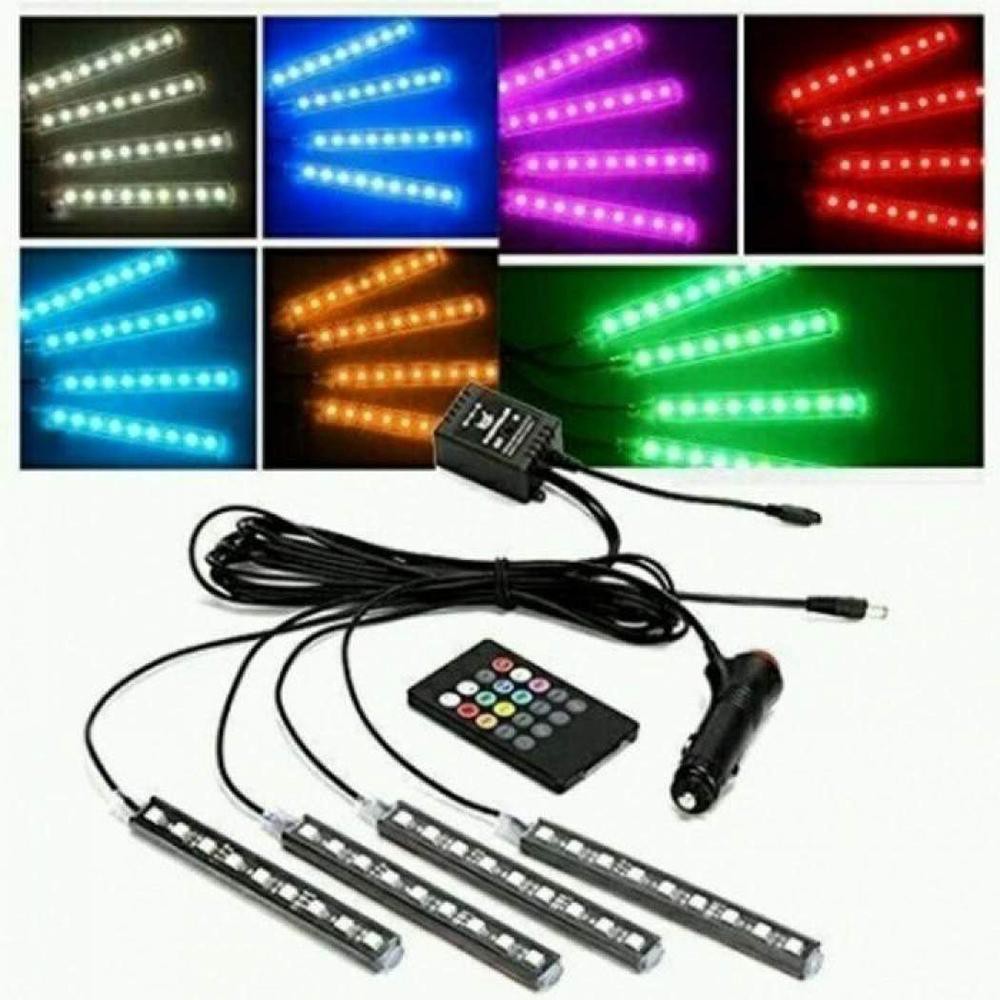 Lampu LED Kolong Dashboard Mobil 16 Warna + Remote Set 4 Pcs Lampu