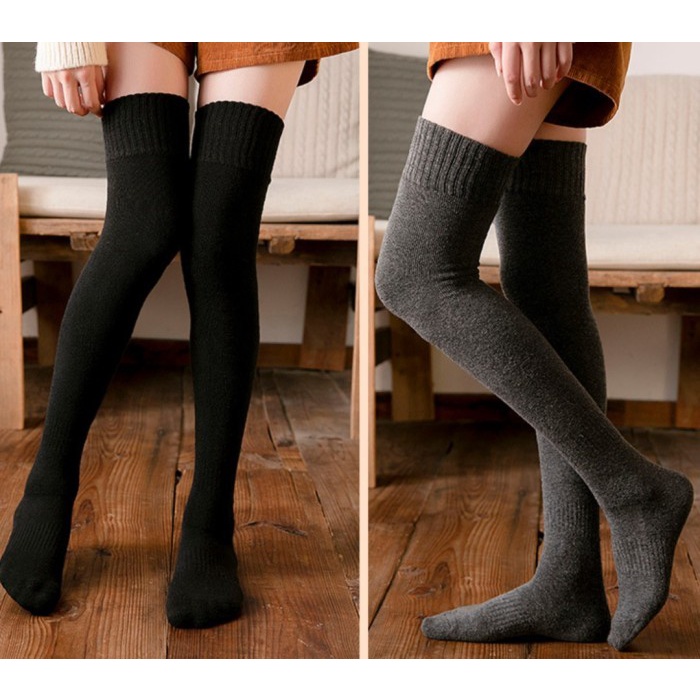 Kaos Kaki Selutut Rajut Hangat Overknee Socks Boots Socks