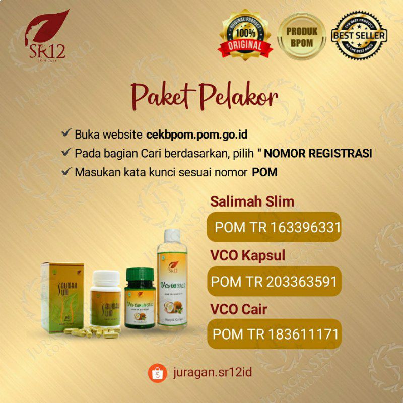 SR12 Salimah Slim Pelangsing Badan Penurun Berat Badan Pelangsing Badan Cepat dan Ampuh Obat Diet Best Seller BPOM