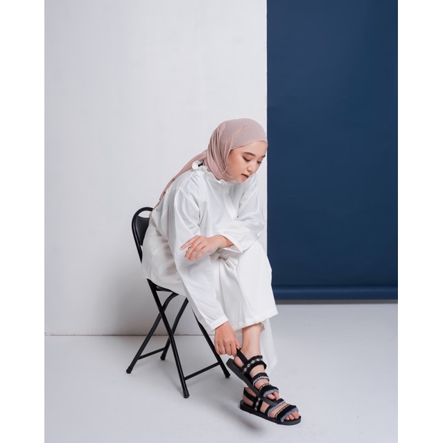 black grey - Strap black sandal boho / sandal etnik / sandal bohemian / sandal wanita-7