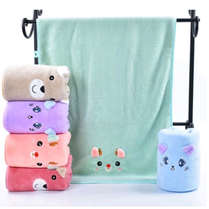 [H-01] Handuk Bayi Lembut Microfiber / Handuk Anak Premium Berkarakter 50x100cm