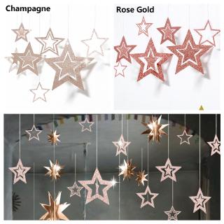 Lontime 7Pcs Hiasan Gantung Bentuk Bintang  Warna Rose Gold 