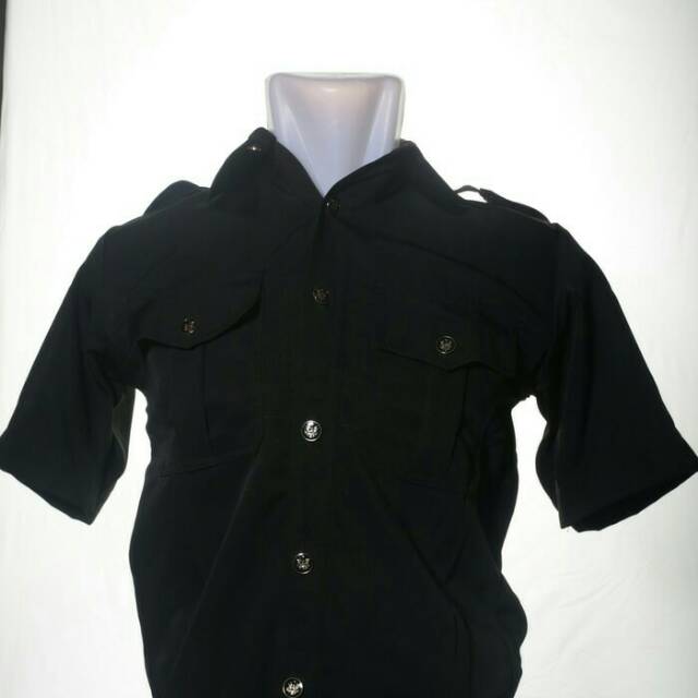 Baju safari lengan pendek hitam