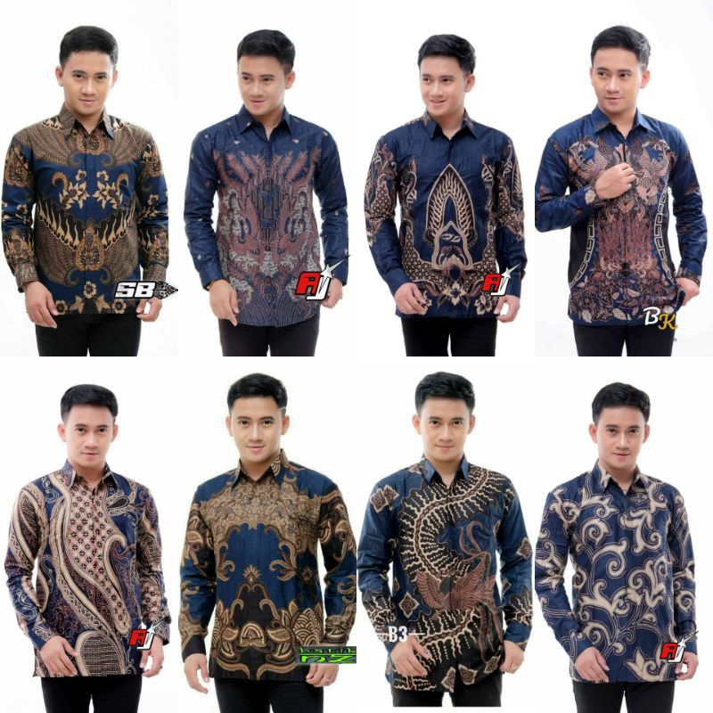 BATIK NAKULA Atasan Batik Pria Lengan Panjang Kenongo Hem Padi Pekalongan M L XL