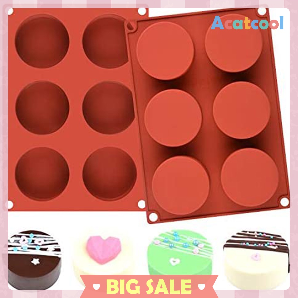 6-Cavity Silicone Cake Molds Round Chocolate Mousse Mould DIY Baking Tray