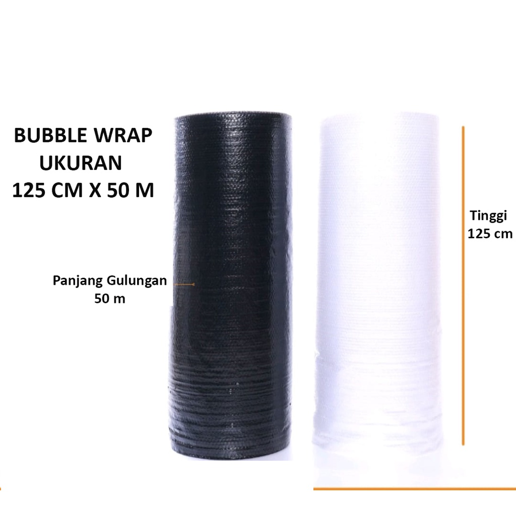 

Bubble wrap roll Plastik Hitam Putih 125 cm x 50 meter transparan Buble Pembungkus Barang packing MURAH