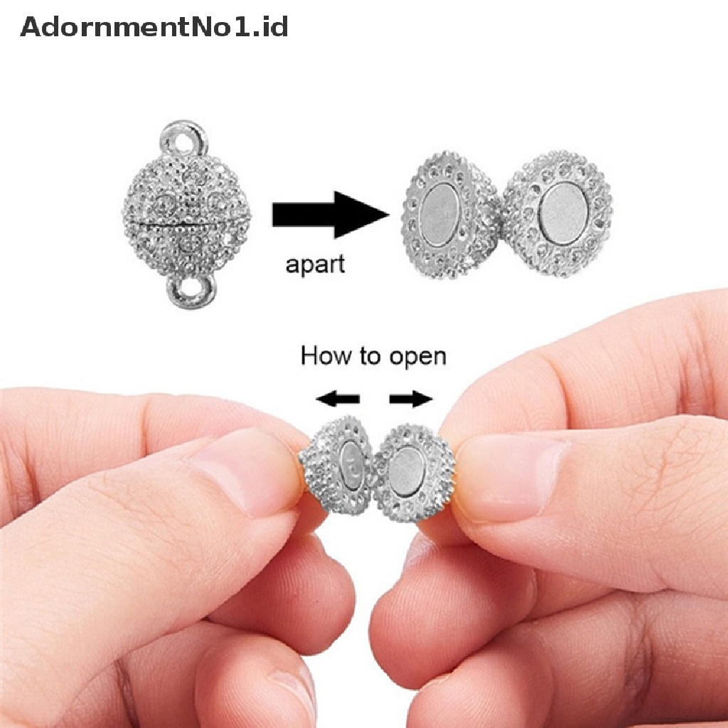 (AdornmentNo1) 5pcs / Set Kait Clasp Magnet Metal Aksen Berlian Imitasi Untuk Gelang / Kalung (ID)