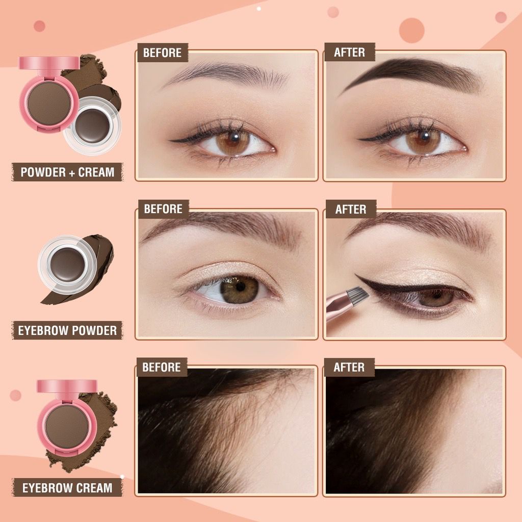 PINKFLASH 2-in-1 Eyebrow Cream &amp; Powder Gel pomade Eyeliner Waterproof smudge-proof high pigment lasting Multi-uses PFE22 Krim Alis Eye brow