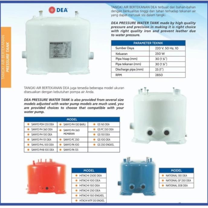 Sparepart Pressure Tank Sanyo Ph255 Merk Dea