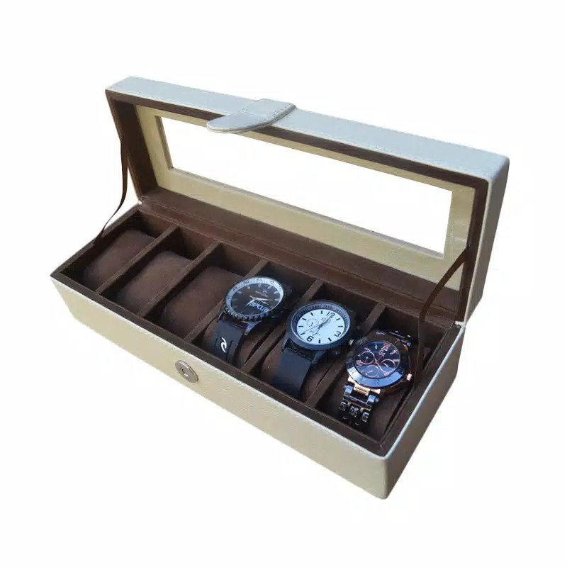 LARGE SIZE - Tempat Jam isi 5 JUMBO warna COKELAT FULL atau  Box kotak Jam Tangan Sport