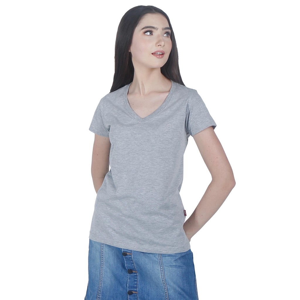 [PROMO] ELIPS 122 PR TS BASIC POLOS V NECK Elips Kaos Basic Wanita Polos Misty Grey V Neck - WH TERL