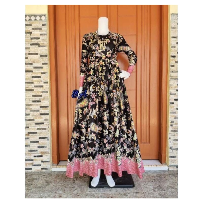 MS GAMIS BATIK FASHION SRIWEDARI MAXI BUMIL/BUSUI BUSANA MUSLIM TERMURAH SHOPEE-Phoenix