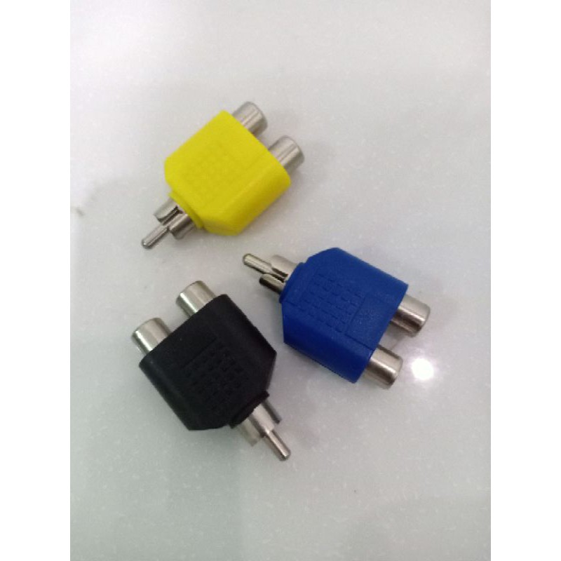 CABANG 3 RCA SPLITTER 1 MALE TO 2 FEMALE ( KUALITAS BAGUS)