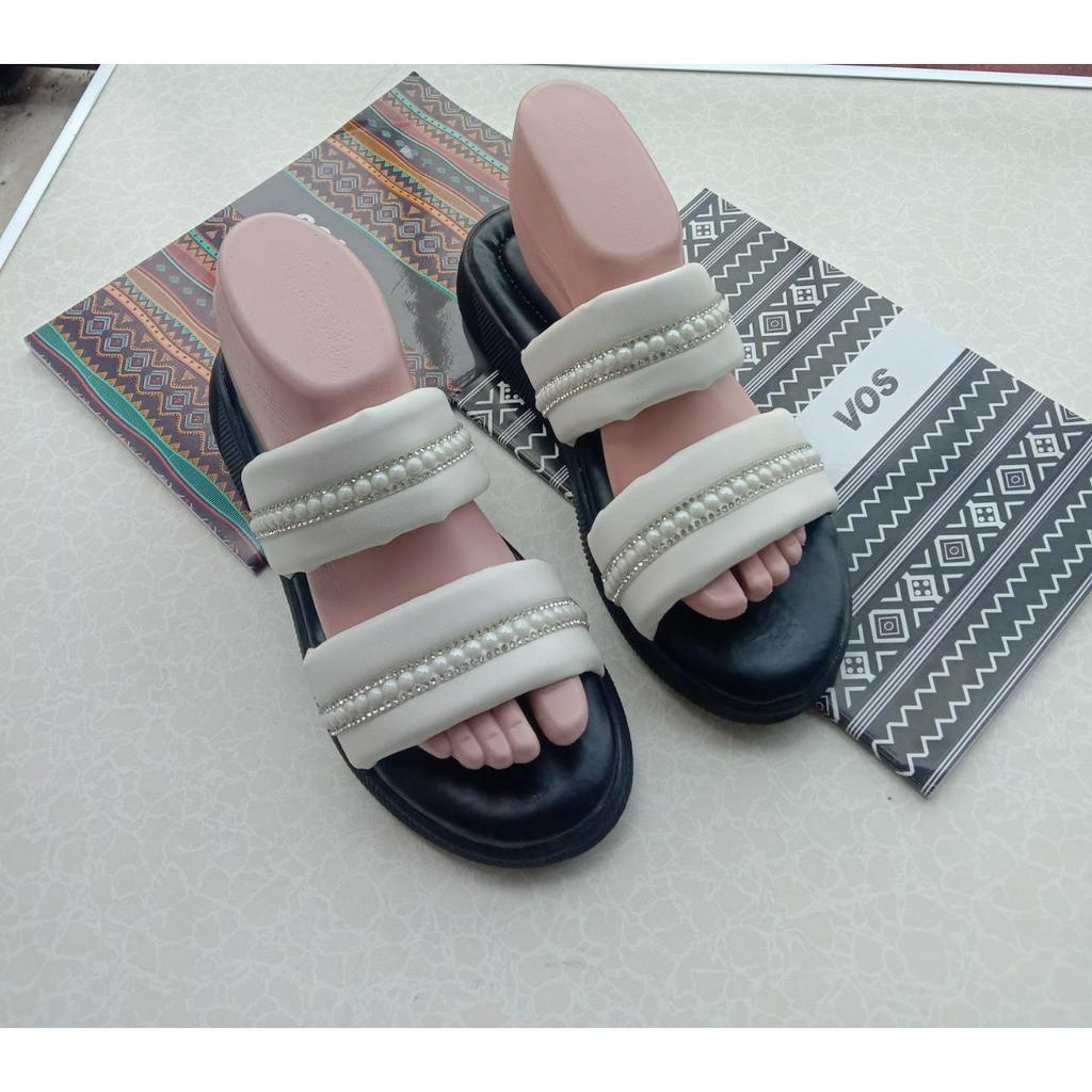 Sandal Wanita Wedges AMEERA MUTIARA ALL COLOR Sendal Cewek Platform Model Ban dua unik Lucu Kondangan Hak Tinggi 3cm