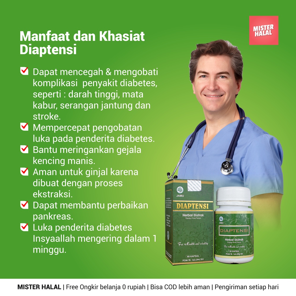 Diaptensi Obat Diabetes dan Hipertensi Suplemen Herbal Kesehatan Gula Darah Kencing Manis Luka Basah Perbaikan Pangkreas Gula Darah Stabil