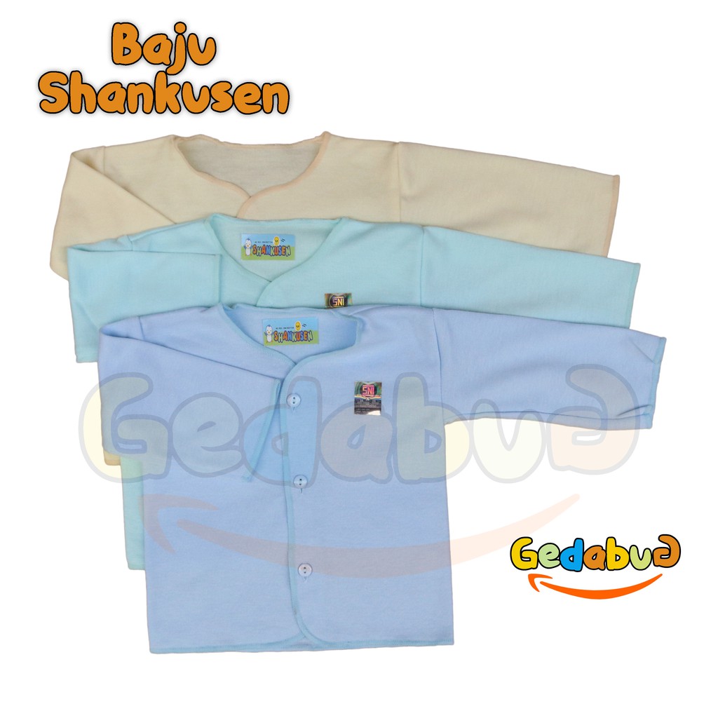 6pc - Baju Shankusen Polos | Baju Bayi New Born Kancing Depan