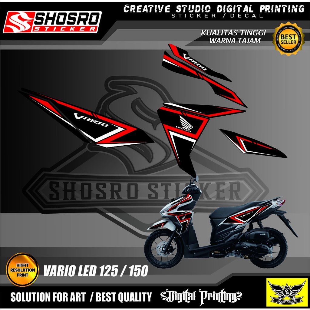 STIKER DECAL / STIKER/ STRIPING VARIASI HONDA VARIO 125 & 150 LED TAHUN 2015 2016 2017 MERAH VARIASI