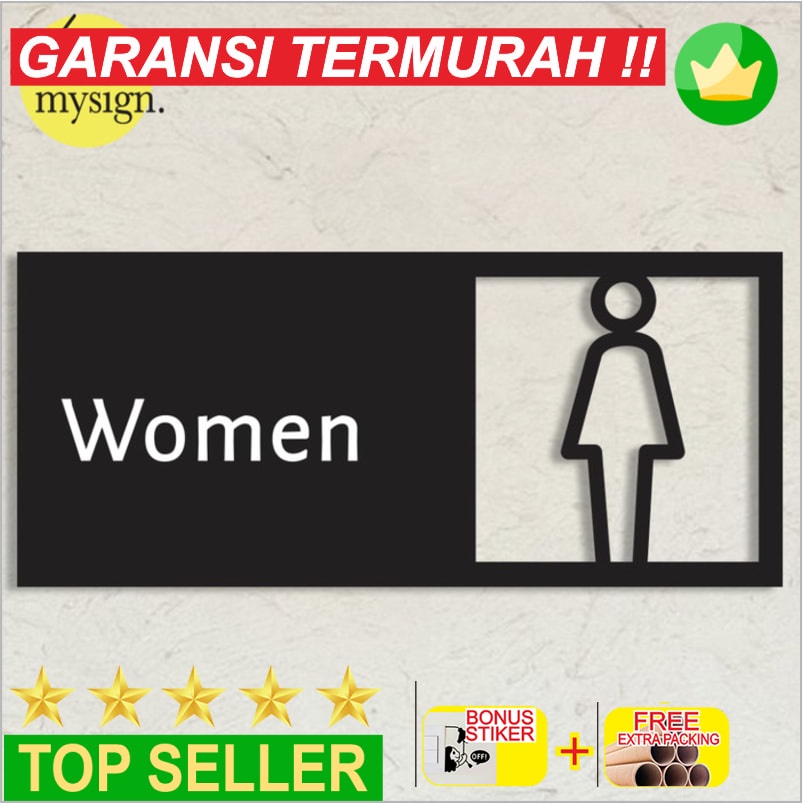 

Grosir Toilet Women Room Sign Akrilik Acrylic Sign Toilet Wanita WC Modern Elegan