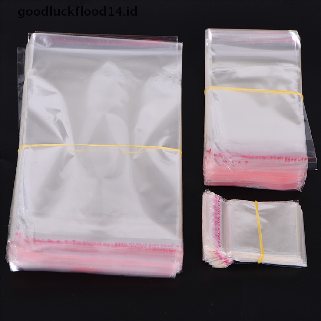 [OOID] 200PCS Clear Self Adhesive Seal Plastic Bags Candy Jewelry Packing Bags ID