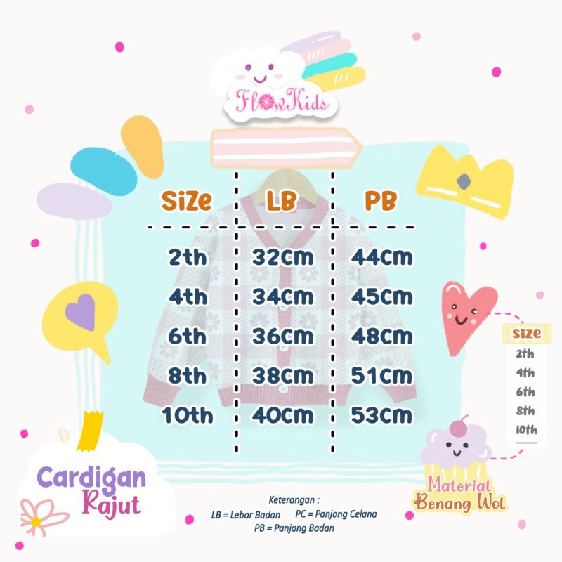 Afsheenastore Cardigan Rajut Flowkids Premium