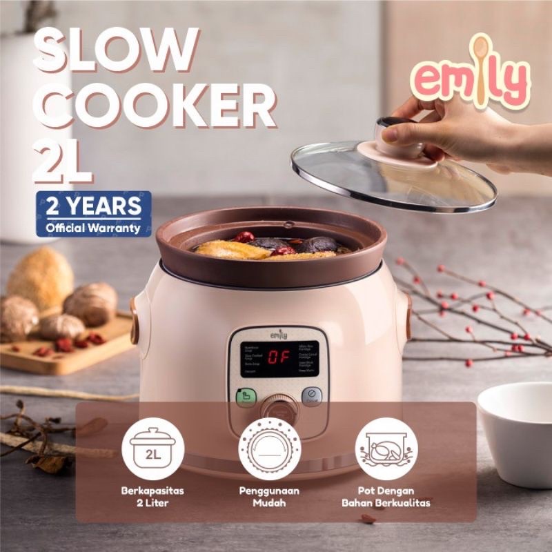 Emily Slowcooker Claypot 2L Emily Slow Cooker Baby &amp; Family Food Maker Delay Timer Mpasi Bayi