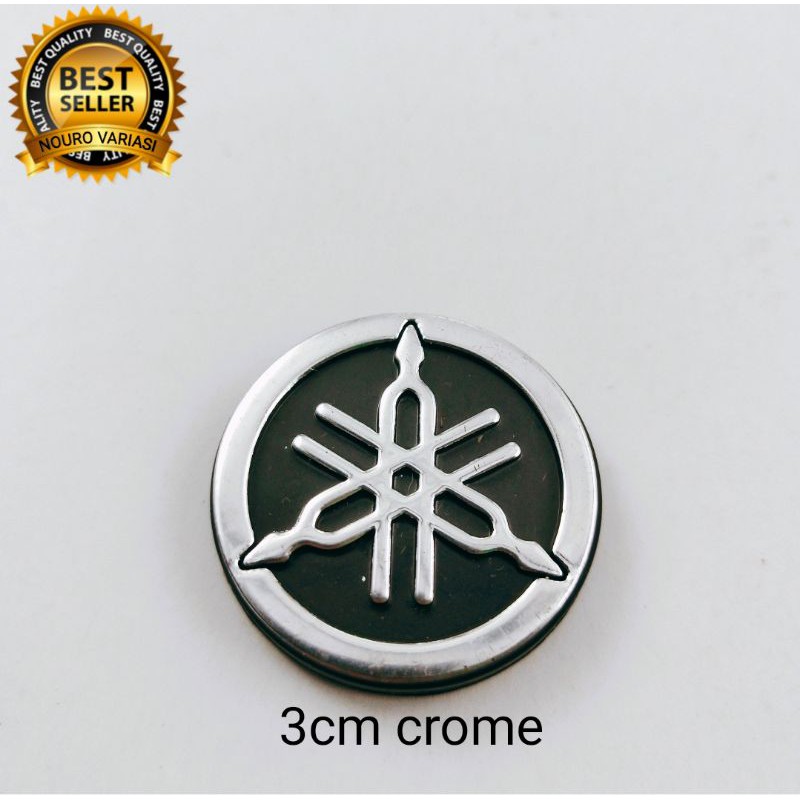 emblem timbul logo garputala yamaha bahan abs plastik kwalitas bagus ukuran 4.5cm x 4.5cm rx king-CROME 3cm