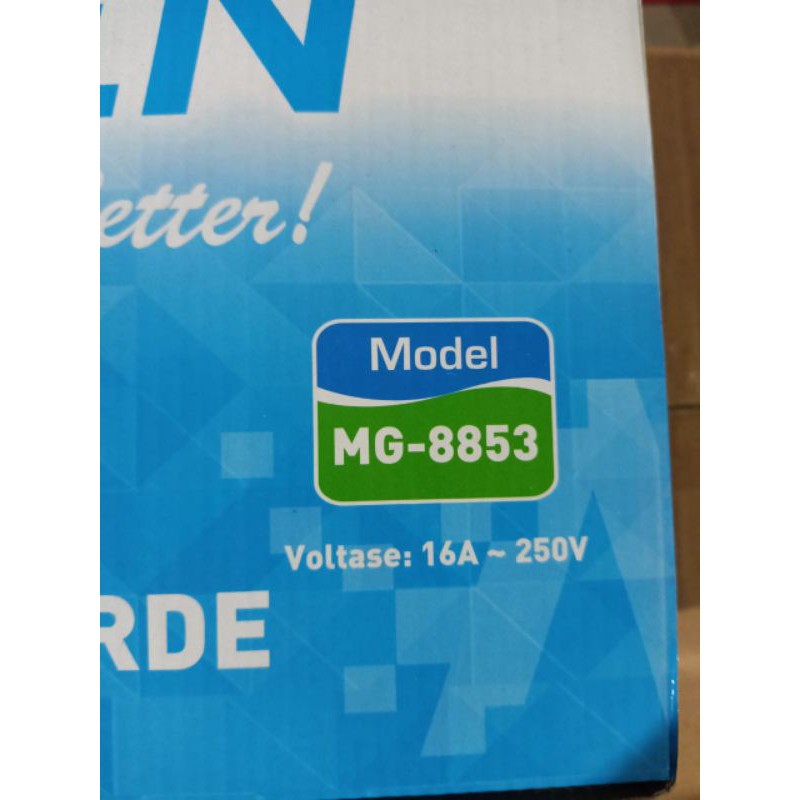 IB Engkel Stop Kontak Arde Morgen  - Merk : Morgen - Type : MG-8853 - Warna : Putih - Voltase : 16A, 250V - Stop kontak dengan Grounding tanpa tutup pengaman (CP) - Produk sudah SNI - Warna tidak berubah / kusam - Produk tidak mudah terbakar - Bahan produ