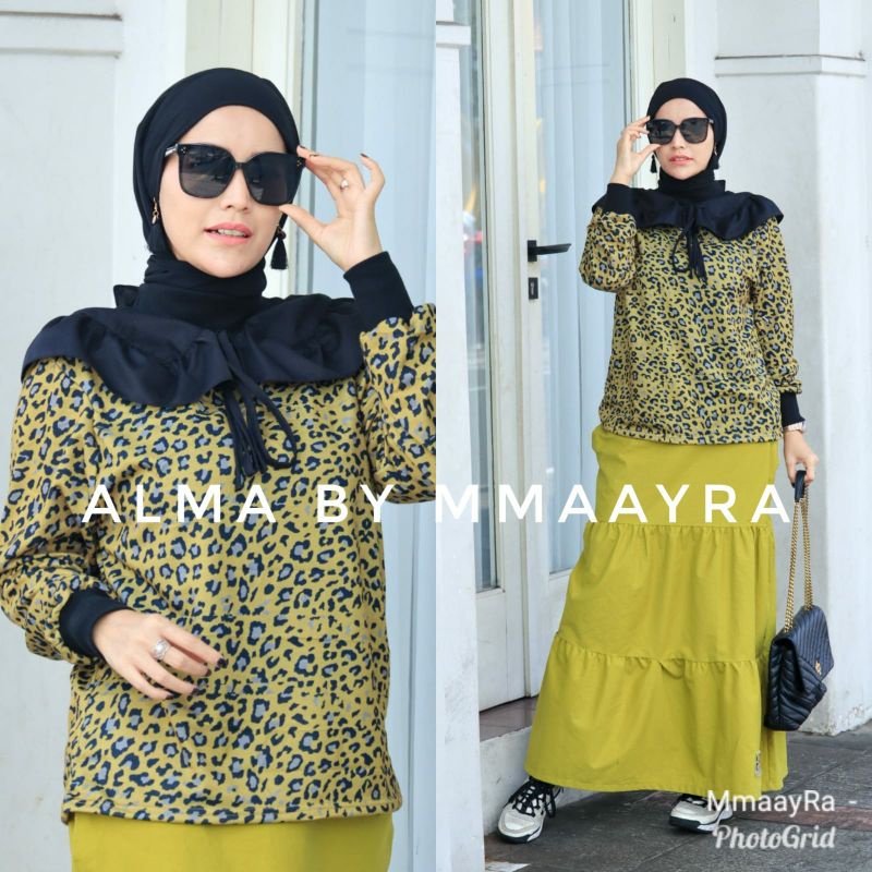 alma by mmaayra setelan atasan kaos baby terry rok baby kanvas setelan terbaru ootd hijab baju santa