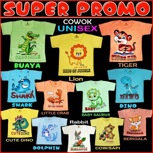  Kaos  anak cewek cowok karakter lucu murah bagus umur 1 2 3 