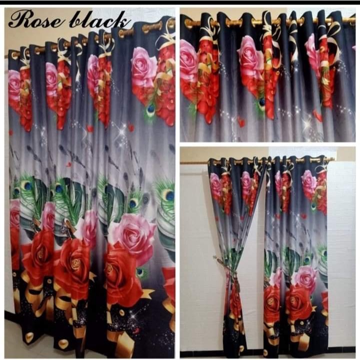 [READY STOK] Horden/Gorden Pintu Jendela 12 Ring Motif Ukuran 128x237 CM