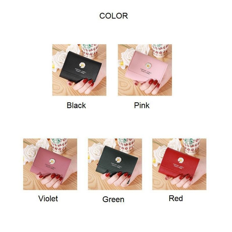 (COD)Dompet Lipat Wanita Kecil Motif Bunga Daisy Dompet Wanita Mini Fashion-2