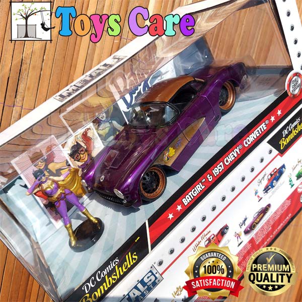JADA Skala 24 DC COMICS BOMBSHEELS BATGIRL & 1957 CHEVY CORVETTE - BATMAN SUPERMAN MOBIL BATMAN BATG